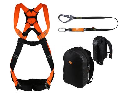 FALLSAFE EKMAN NOSTOKORIPAKETTI, sis. valjaat, liitosköysi 1,5 m, reppu