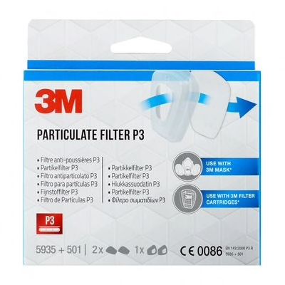 3M 5935 P3 R hiukkassuodatin (vaihtosuodattimet + pidikkeet)