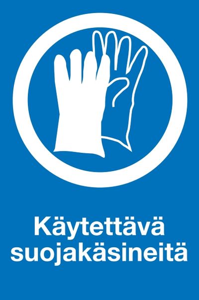 TURVAKILPI "KÄYTETTÄVÄ SUOJAKÄSINEITÄ", MUOVIA, 200 x 300 mm TURVAKILPI "KÄYTETTÄVÄ SUOJAKÄSINEITÄ", MUOVIA, 200 x 300 mm