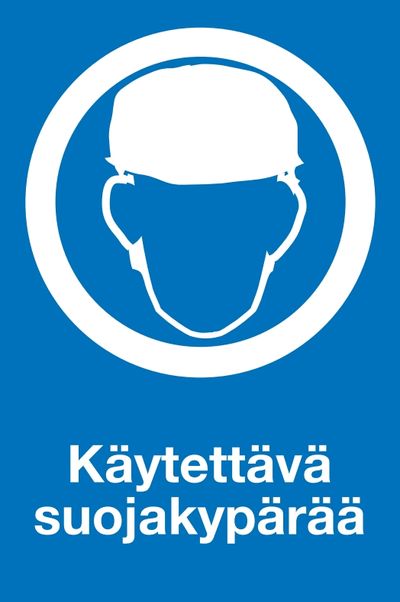TURVAKILPI "KÄYTETTÄVÄ SUOJAKYPÄRÄÄ", MUOVIA, 200 x 300 mm TURVAKILPI "KÄYTETTÄVÄ SUOJAKYPÄRÄÄ", MUOVIA, 200 x 300 mm