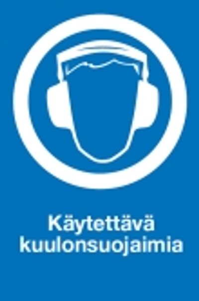 TURVAKILPI "KÄYTETTÄVÄ KUULONSUOJAIMIA", MUOVIA, 200 x 300 mm TURVAKILPI "KÄYTETTÄVÄ KUULONSUOJAIMIA", MUOVIA, 200 x 300 mm